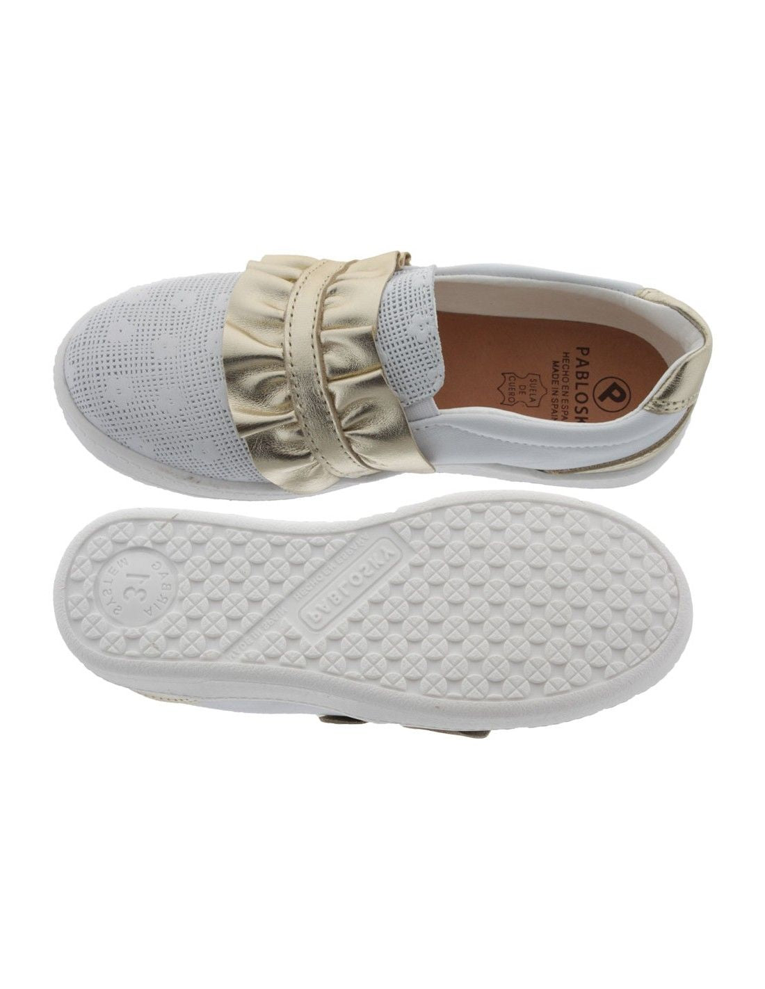 PABLOSKY SNEAKERS SLIP-ON RUCHES SETA BIANCO - CHAMPAGNE