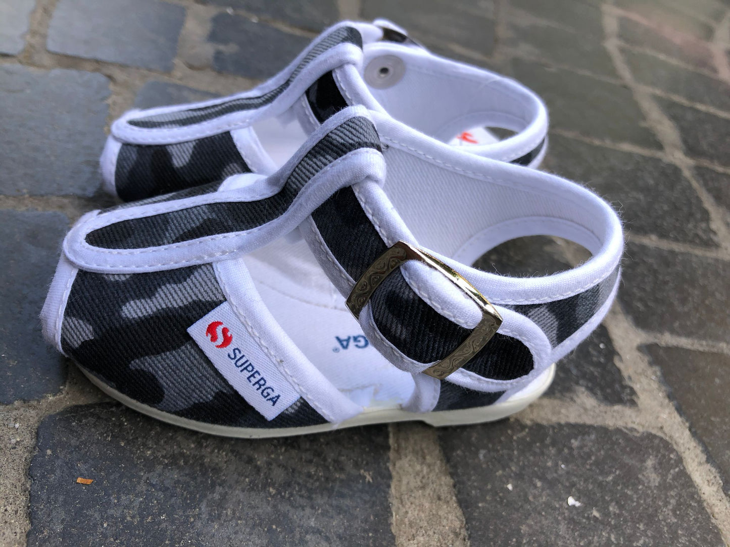 SANDALI SUPERGA 18/23 MIMETICO NERO/GRIGIO