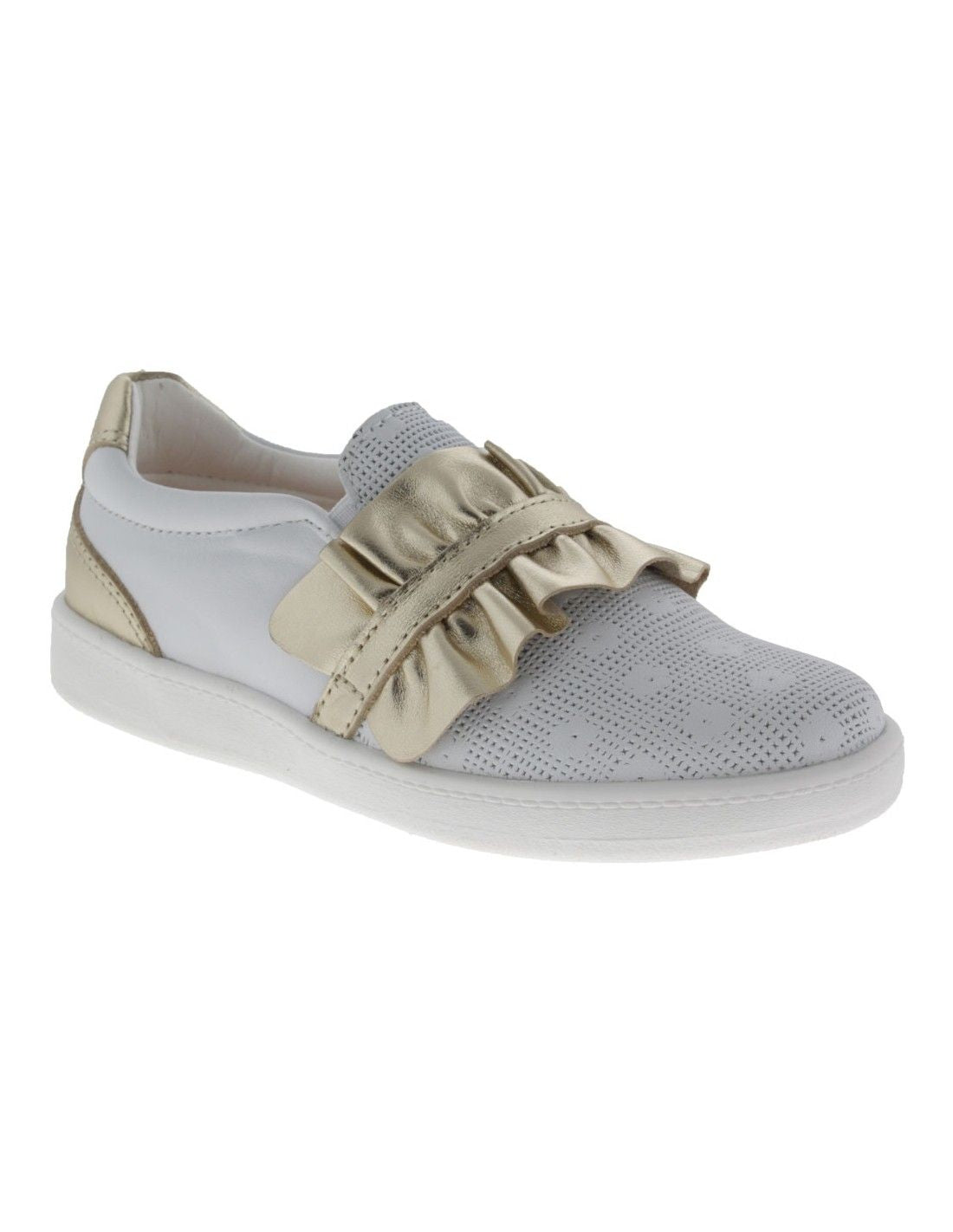PABLOSKY SNEAKERS SLIP-ON RUCHES SETA BIANCO - CHAMPAGNE