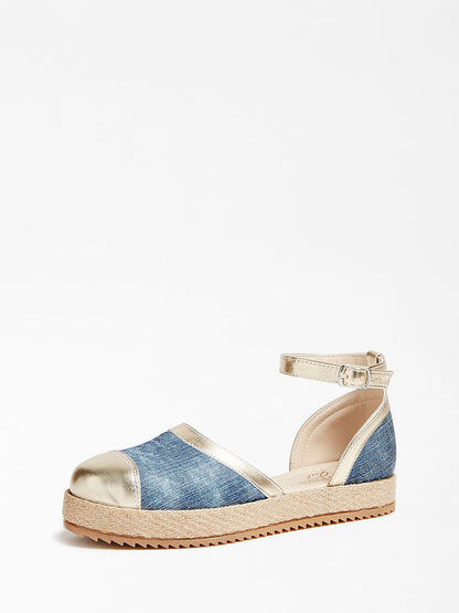 GUESS SNEAKERS SANDALO LAMINATO JEANS ORO SANDALI
