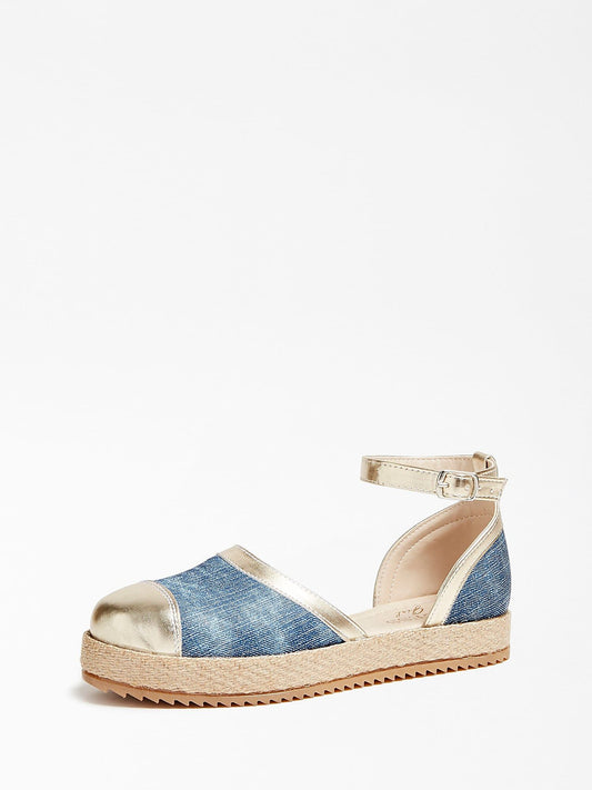 GUESS SNEAKERS SANDALO LAMINATO JEANS ORO SANDALI