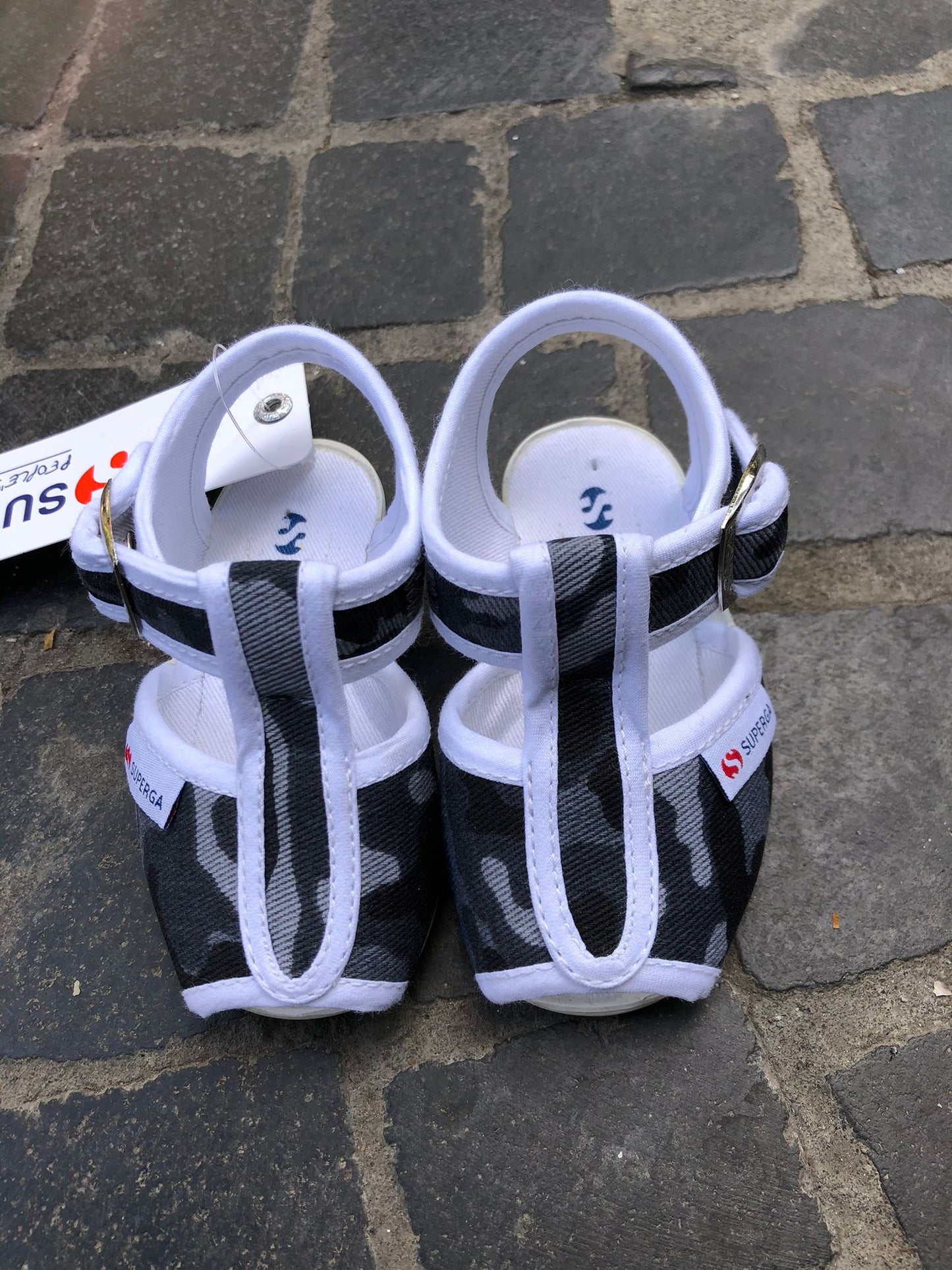 SANDALI SUPERGA 18/23 MIMETICO NERO/GRIGIO