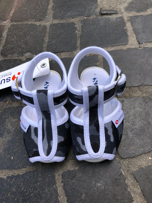 SANDALI SUPERGA 18/23 MIMETICO NERO/GRIGIO
