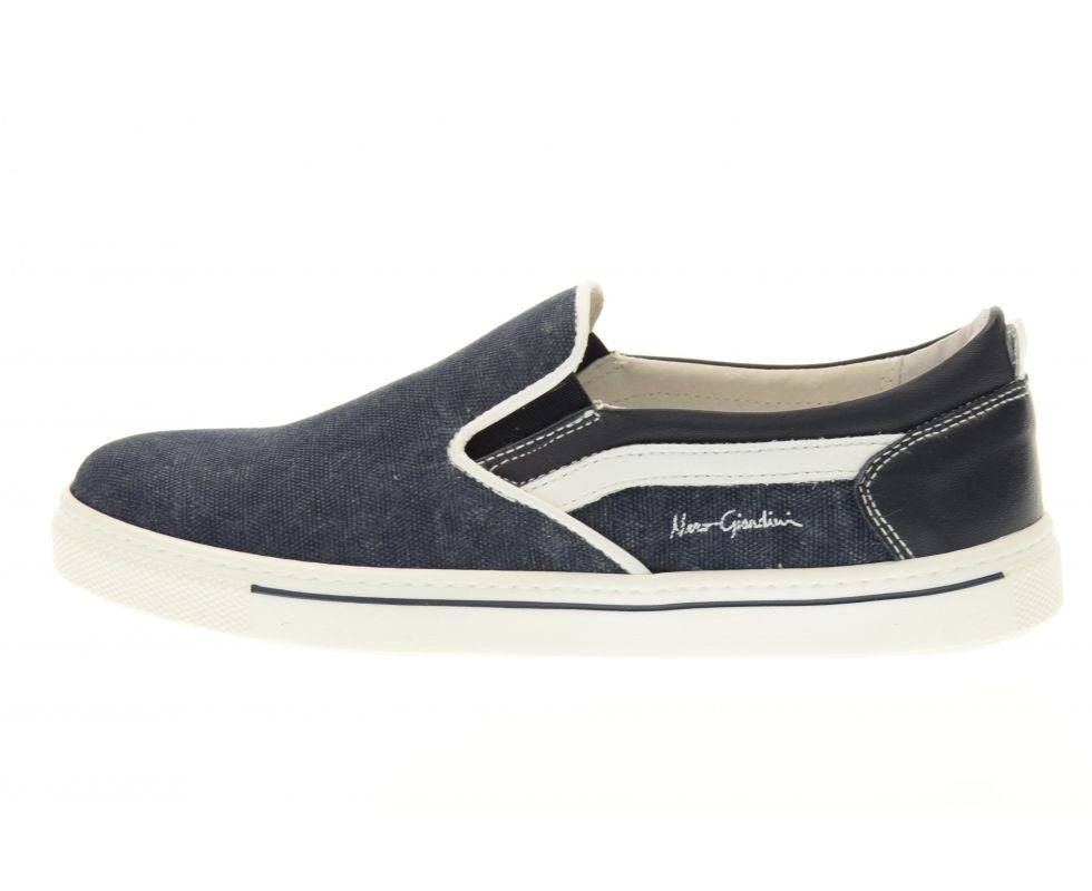 NERO GIARDINI SLIP ON BLU EFFETTO JEANS P734130M