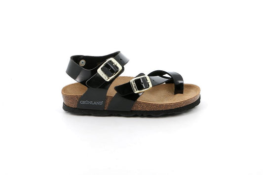 SANDALO INFRADITO GRUNLAND NERO LUCIDO SB0029