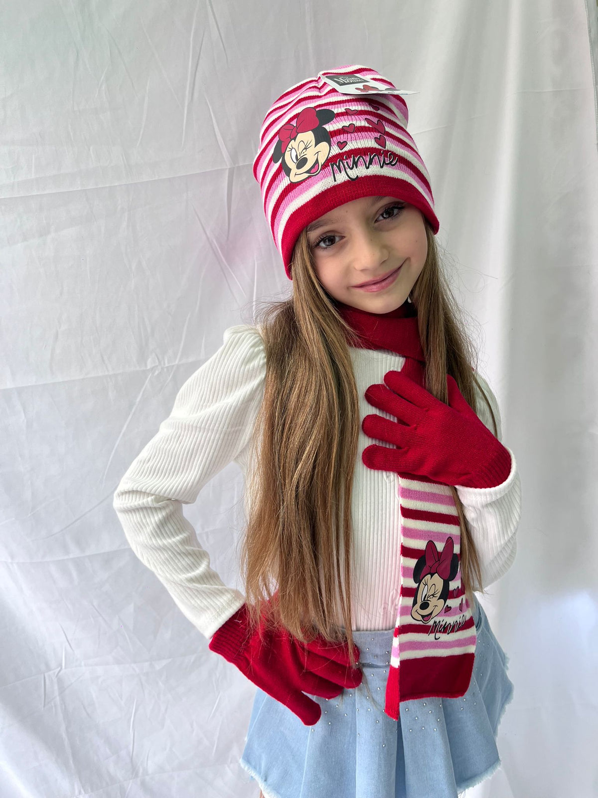 D08245 DISNEY kit cappello-guanti Minnie