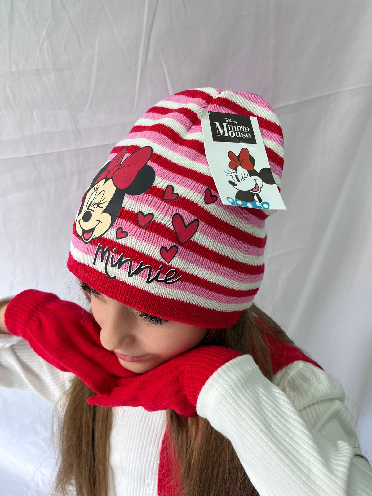 D08245 DISNEY kit cappello-guanti Minnie